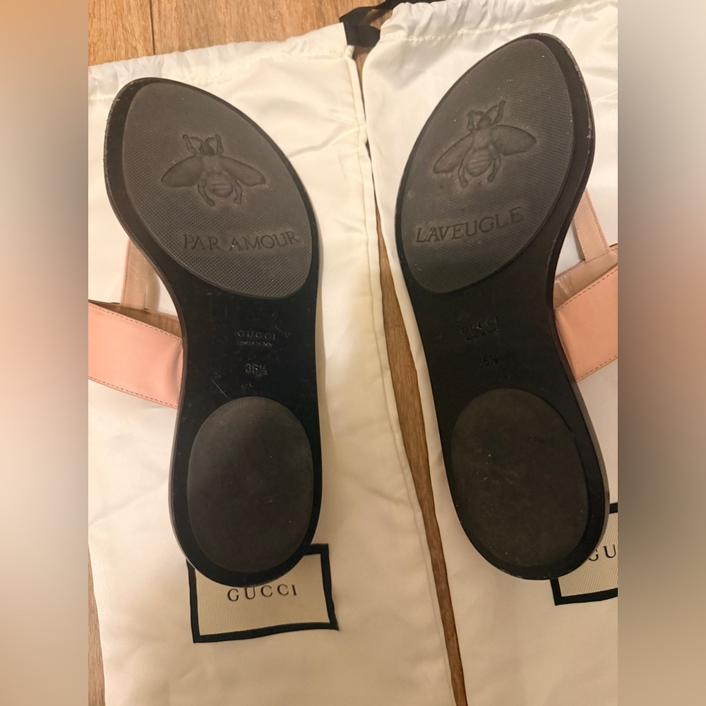 Gucci Pink GG Marmont Thong Leather Sandals - Picture 6 of 8